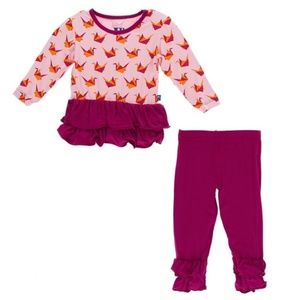 Kickee Pants Set Lotus Origami Crane 6-12M